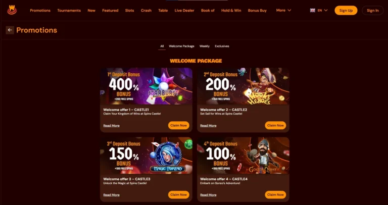 promotions spin castle