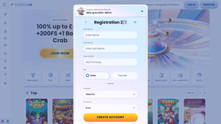 register casinolab 2