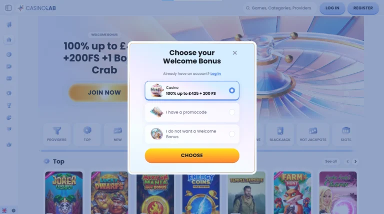 register casinolab bonus