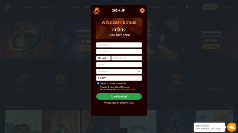 sign up spin castle